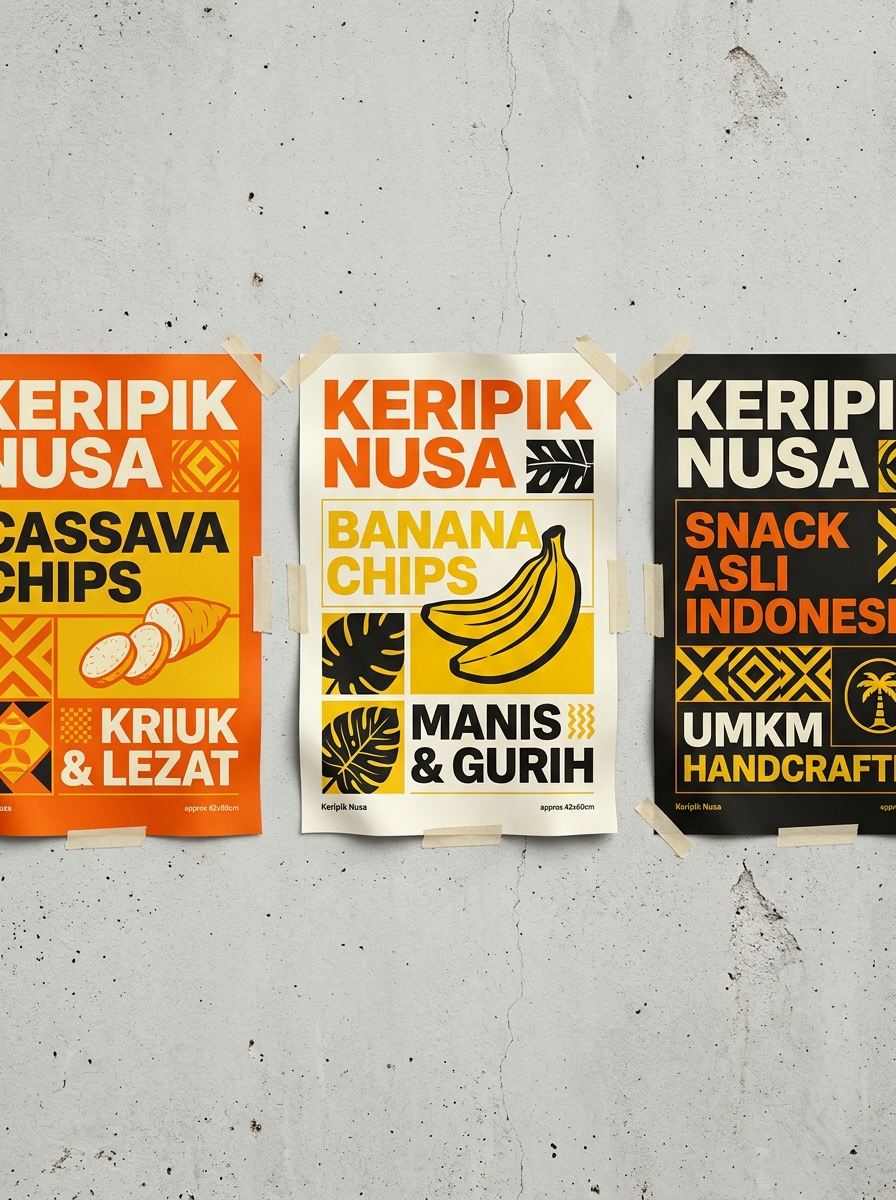 Contoh eksplorasi desain poster dan materi promosi UMKM
